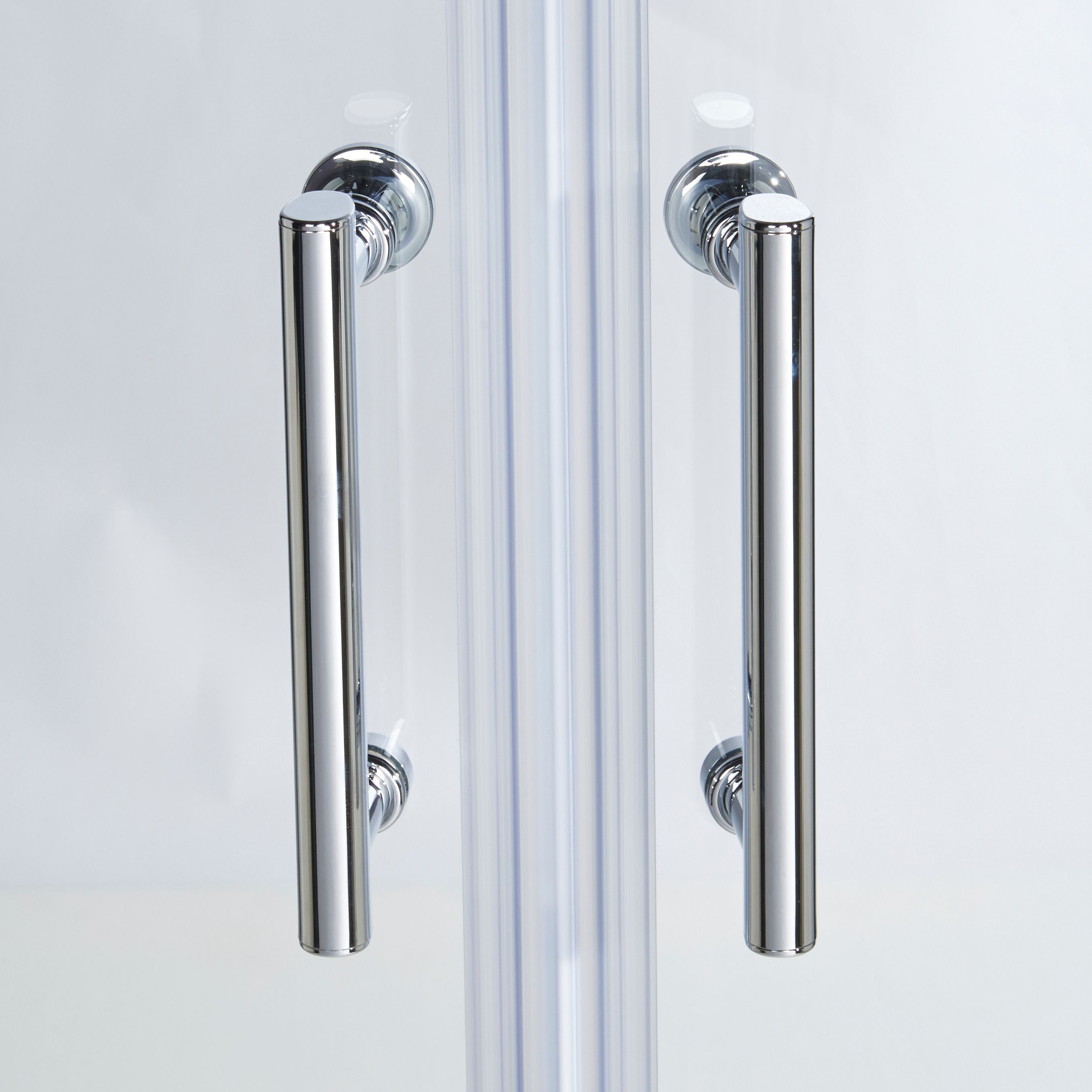 Cooke & Lewis Onega Framed Transparent Silver effect Quadrant Shower enclosure - Corner entry double sliding door (W)80cm (D)80cm