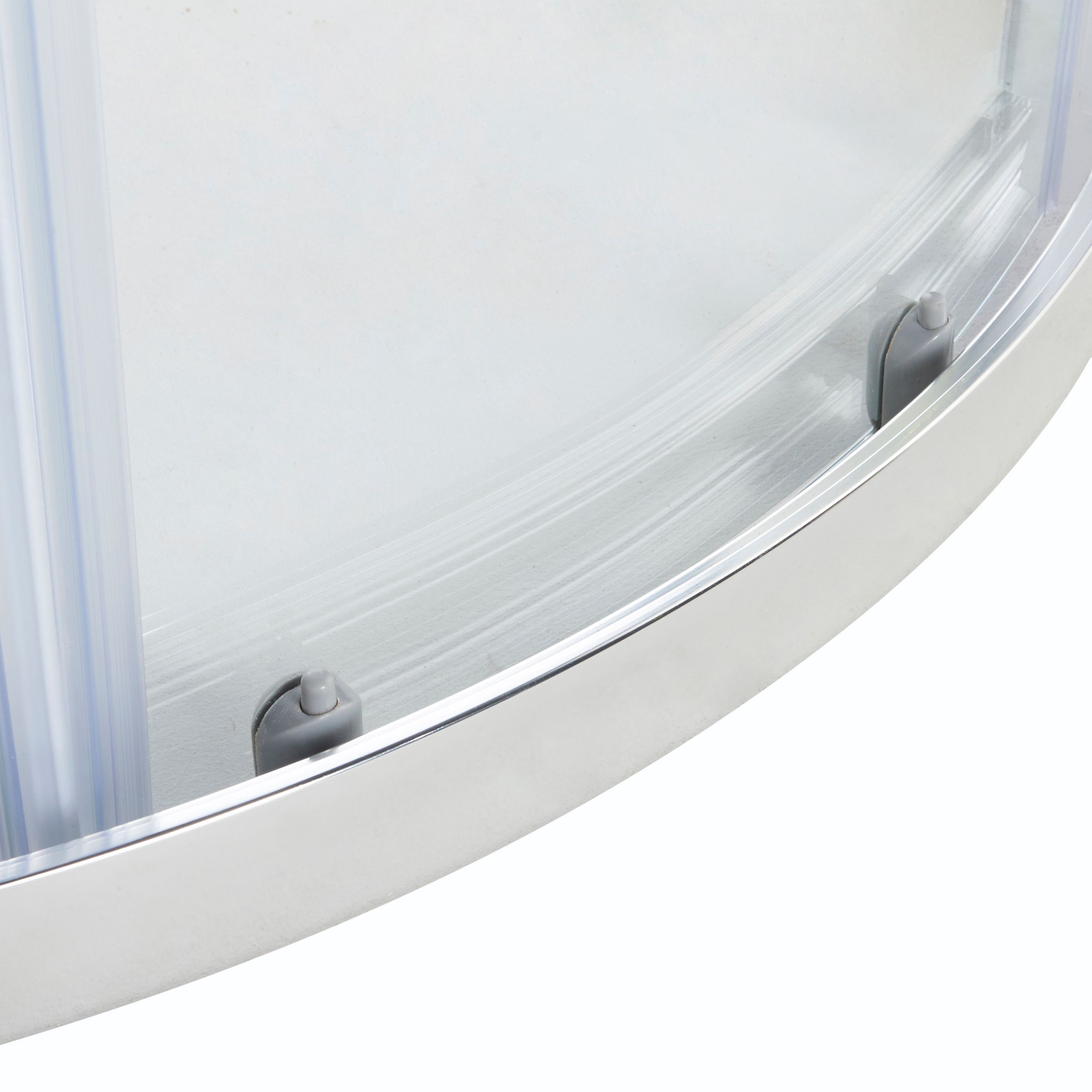 Cooke & Lewis Onega Framed Transparent Silver effect Quadrant Shower enclosure - Corner entry double sliding door (W)80cm (D)80cm