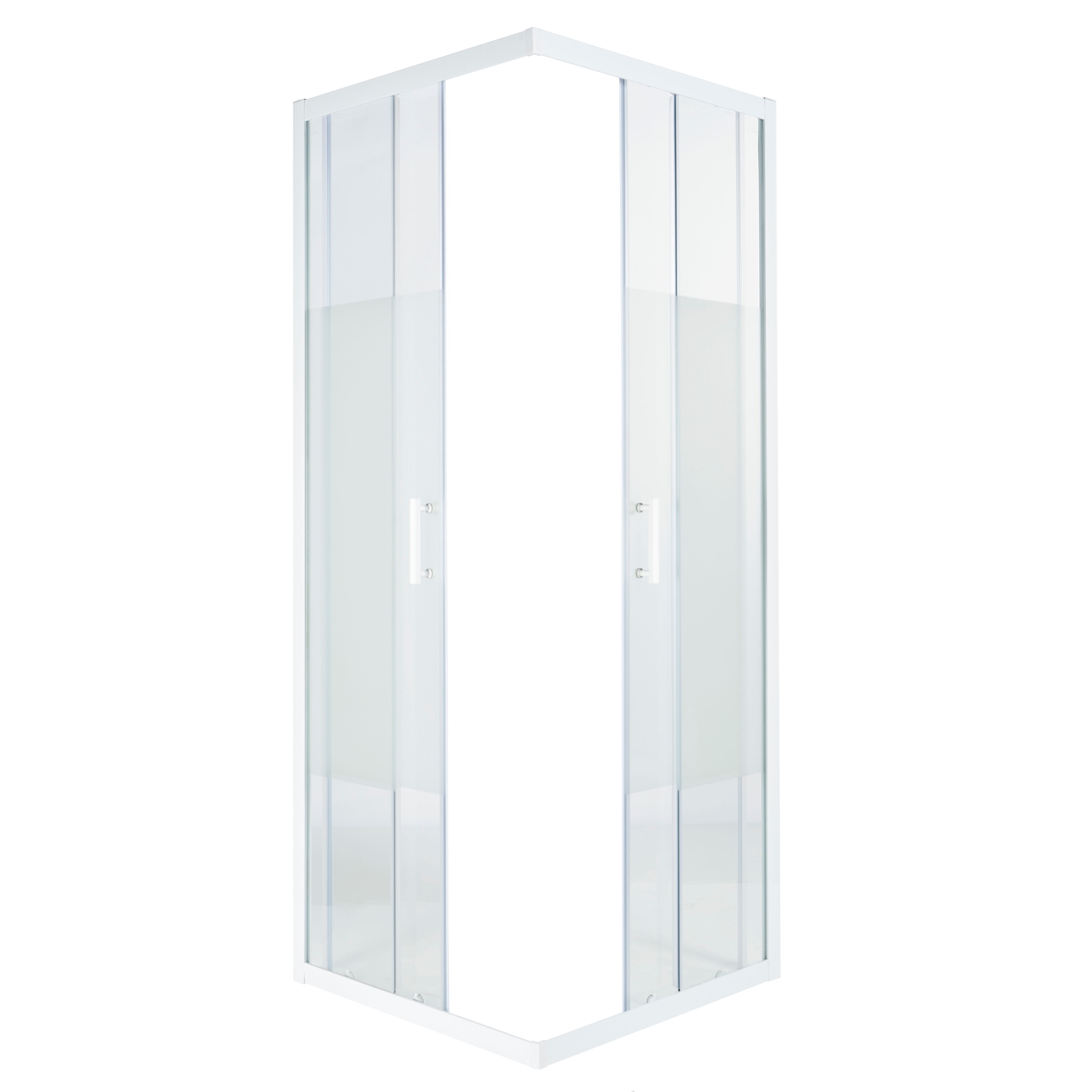 Cooke & Lewis Onega Frosted Universal Square Shower enclosure with Corner entry double sliding door (W)76cm (D)76cm