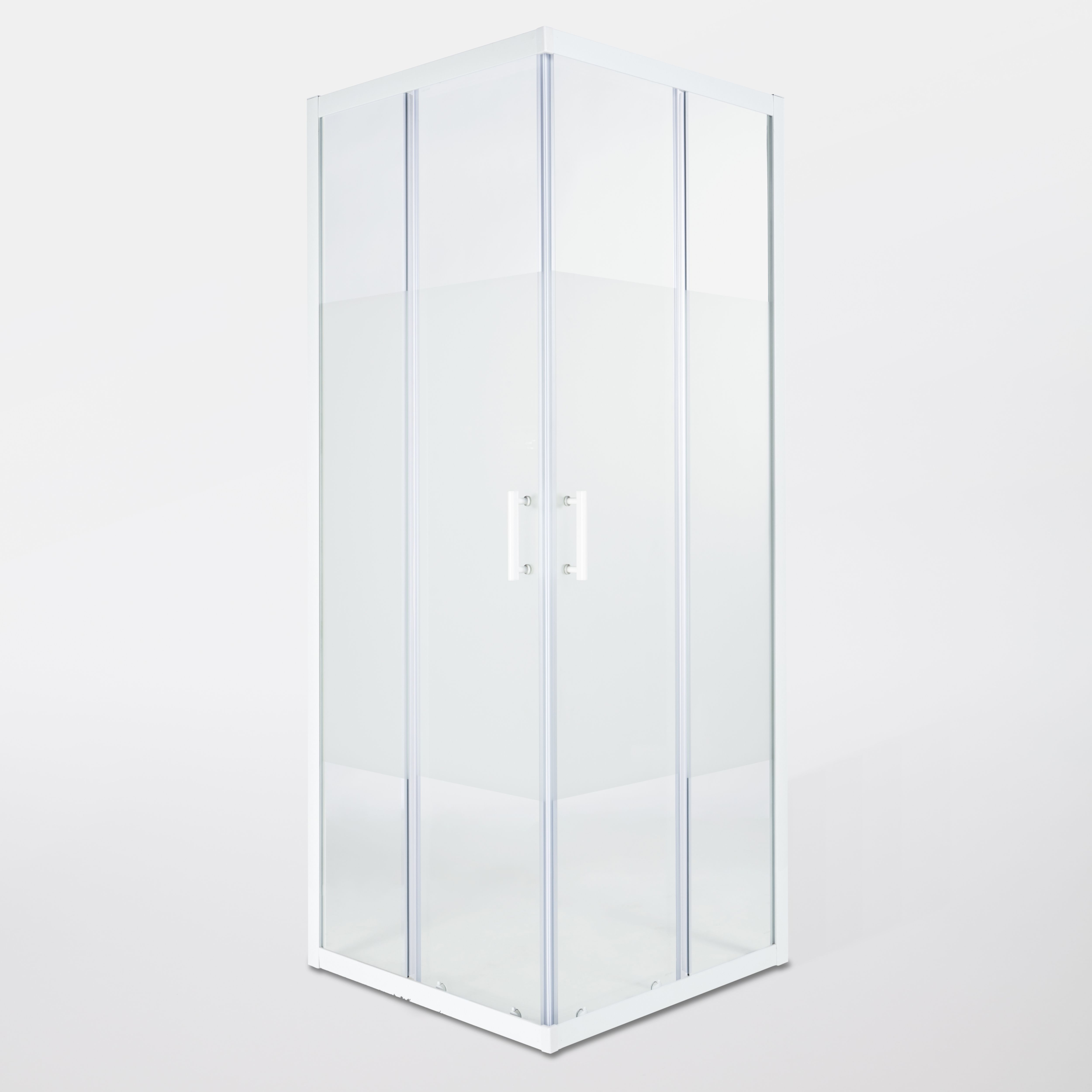 Cooke & Lewis Onega Frosted Universal Square Shower enclosure with Corner entry double sliding door (W)76cm (D)76cm