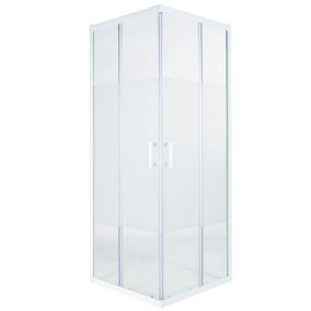 Cooke & Lewis Onega Frosted White coated Universal Square Shower enclosure with Corner entry double sliding door (W)80cm (D)80cm