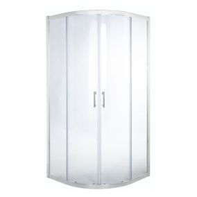 Cooke & Lewis Onega Transparent Chrome effect Silver effect Universal Quadrant Shower enclosure with Corner entry double sliding door (W)80cm (D)80cm