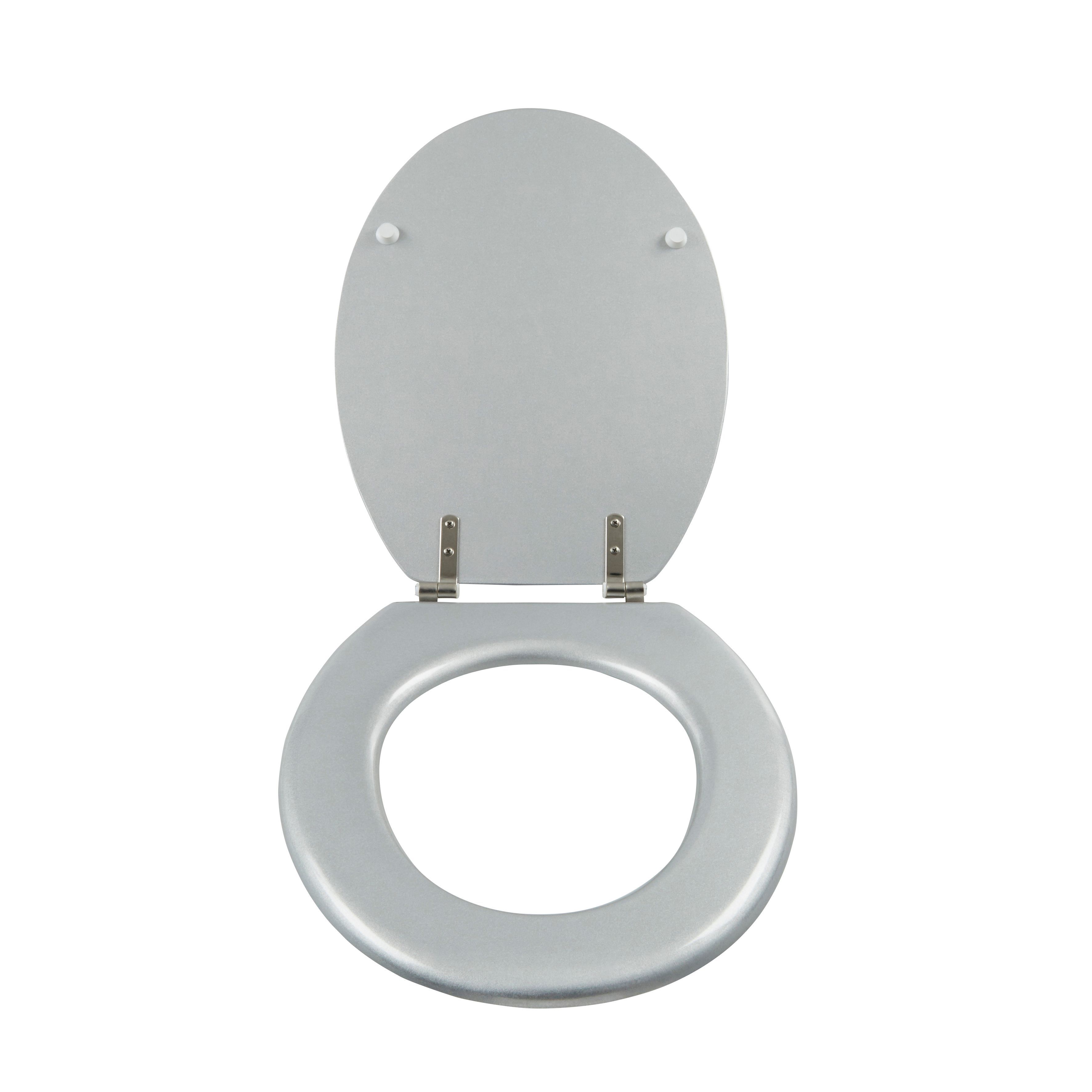 Cooke & Lewis Palmi Silver Round Standard close Toilet seat