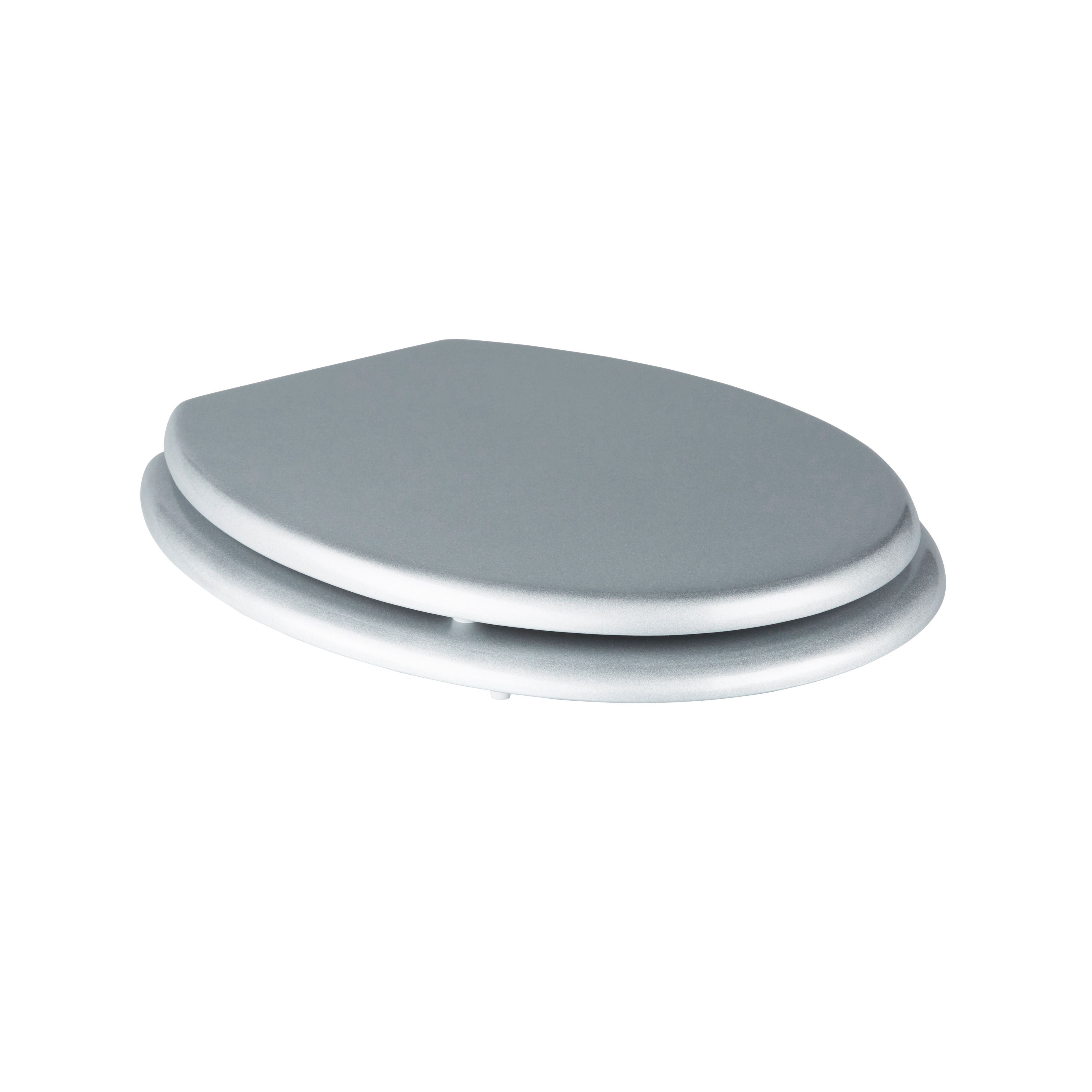 Cooke & Lewis Palmi Silver Round Standard close Toilet seat
