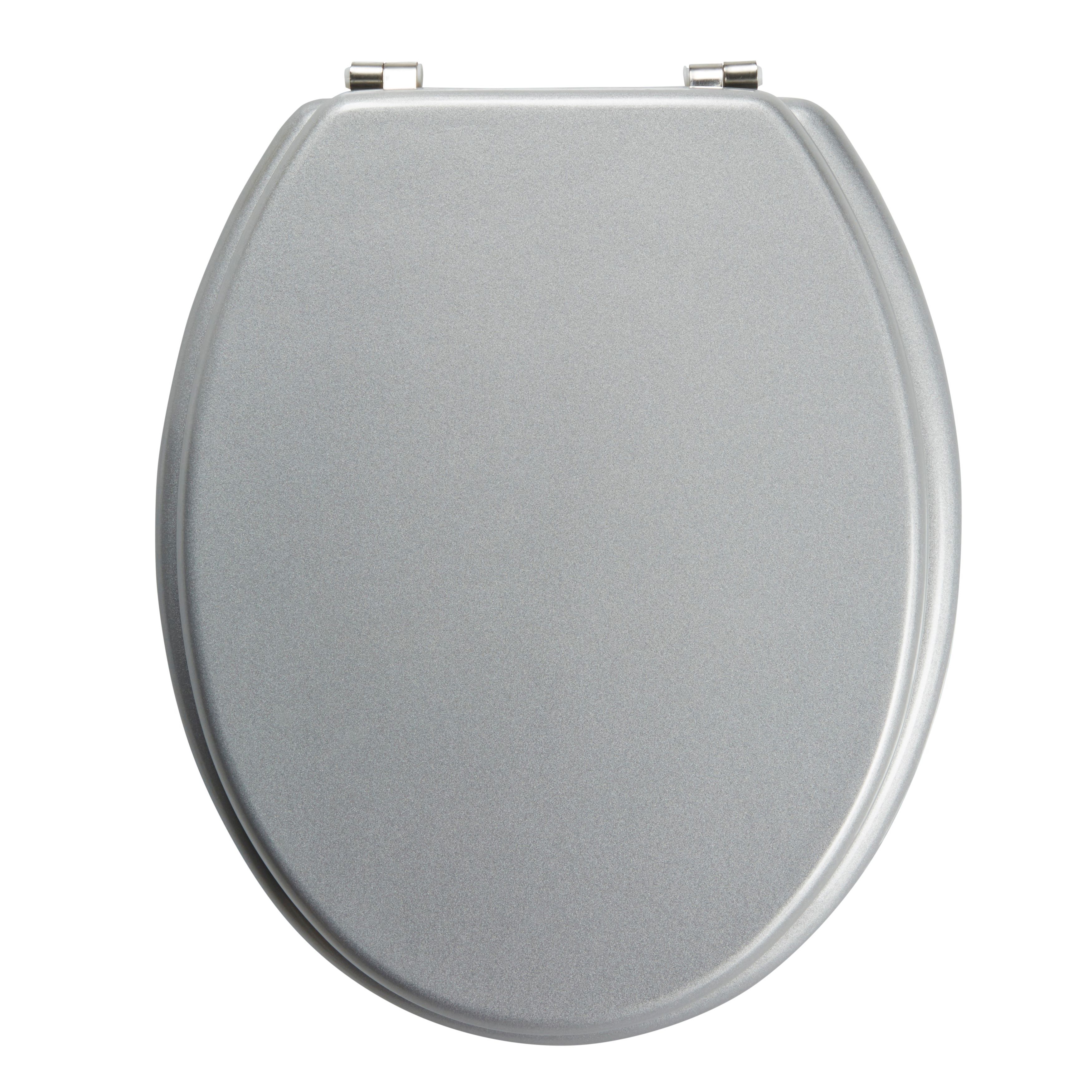 Cooke & Lewis Palmi Silver Round Standard close Toilet seat