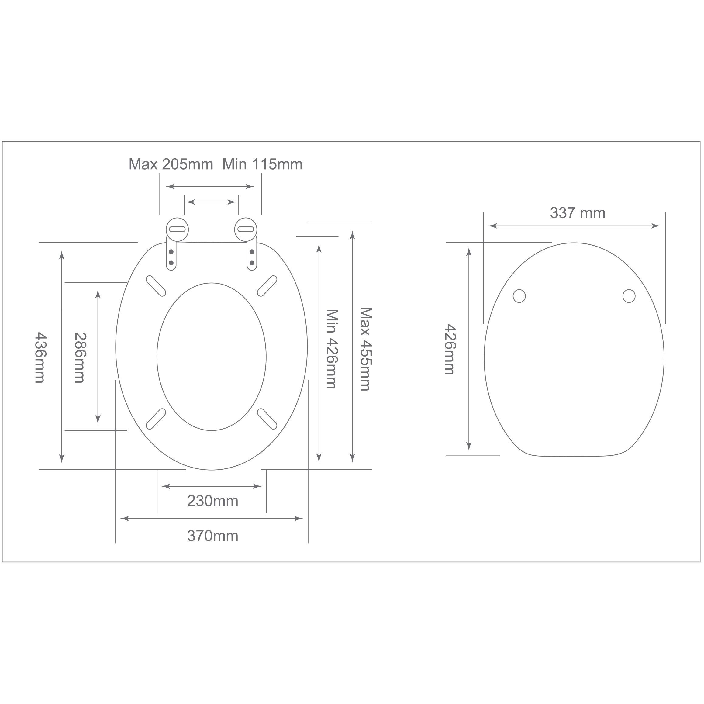 Cooke & Lewis Palmi Silver Round Standard close Toilet seat
