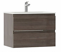 Cooke & Lewis Paolo Bodega grey Wall-mounted Vanity unit & basin set (W)600mm (H)440mm