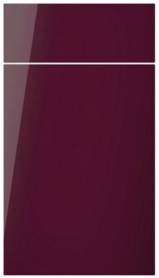 Cooke & Lewis Raffello High Gloss Aubergine Drawerline door & drawer front, (W)400mm (H)715mm (T)18mm
