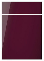 Cooke & Lewis Raffello High Gloss Aubergine Drawerline door & drawer front, (W)500mm (H)715mm (T)18mm