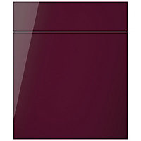 Cooke & Lewis Raffello High Gloss Aubergine Drawerline door & drawer front, (W)600mm (H)715mm (T)18mm