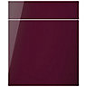 Cooke & Lewis Raffello High Gloss Aubergine Drawerline door & drawer front, (W)600mm (H)715mm (T)18mm