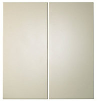 Cooke & Lewis Raffello High Gloss Cream Base corner Cabinet door (W)925mm, Set of 2