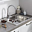 Cooke & Lewis Sagan Polished Inox Stainless steel 1 Bowl Sink & drainer 500mm x 580mm