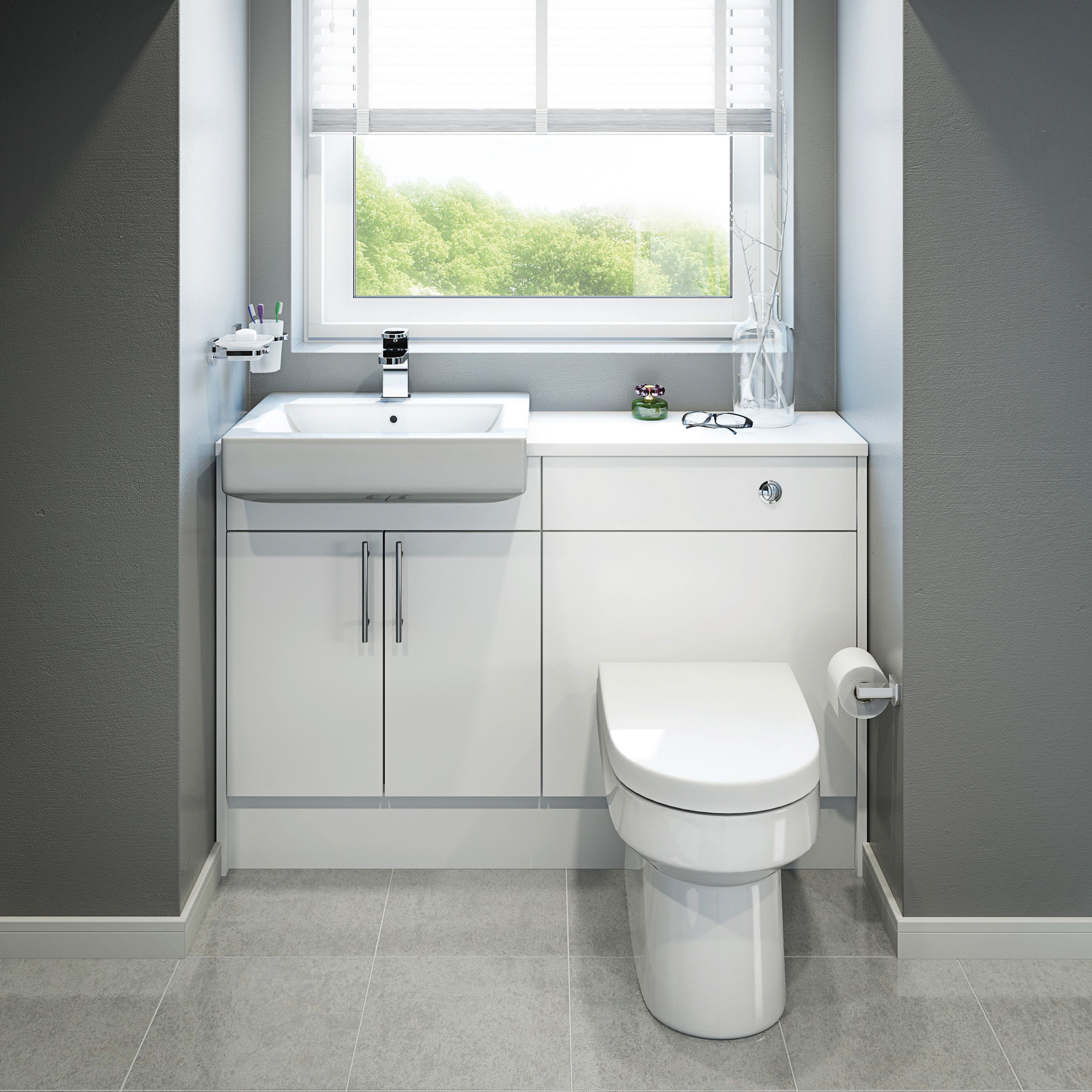 Cooke & Lewis Santini Gloss White Freestanding Toilet Cabinet (W)600mm (H)852mm