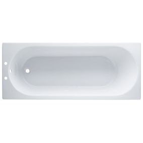 Cooke & Lewis Shaftesbury Supercast acrylic Rectangular White Straight 2 tap hole Bath (L)1700mm (W)700mm