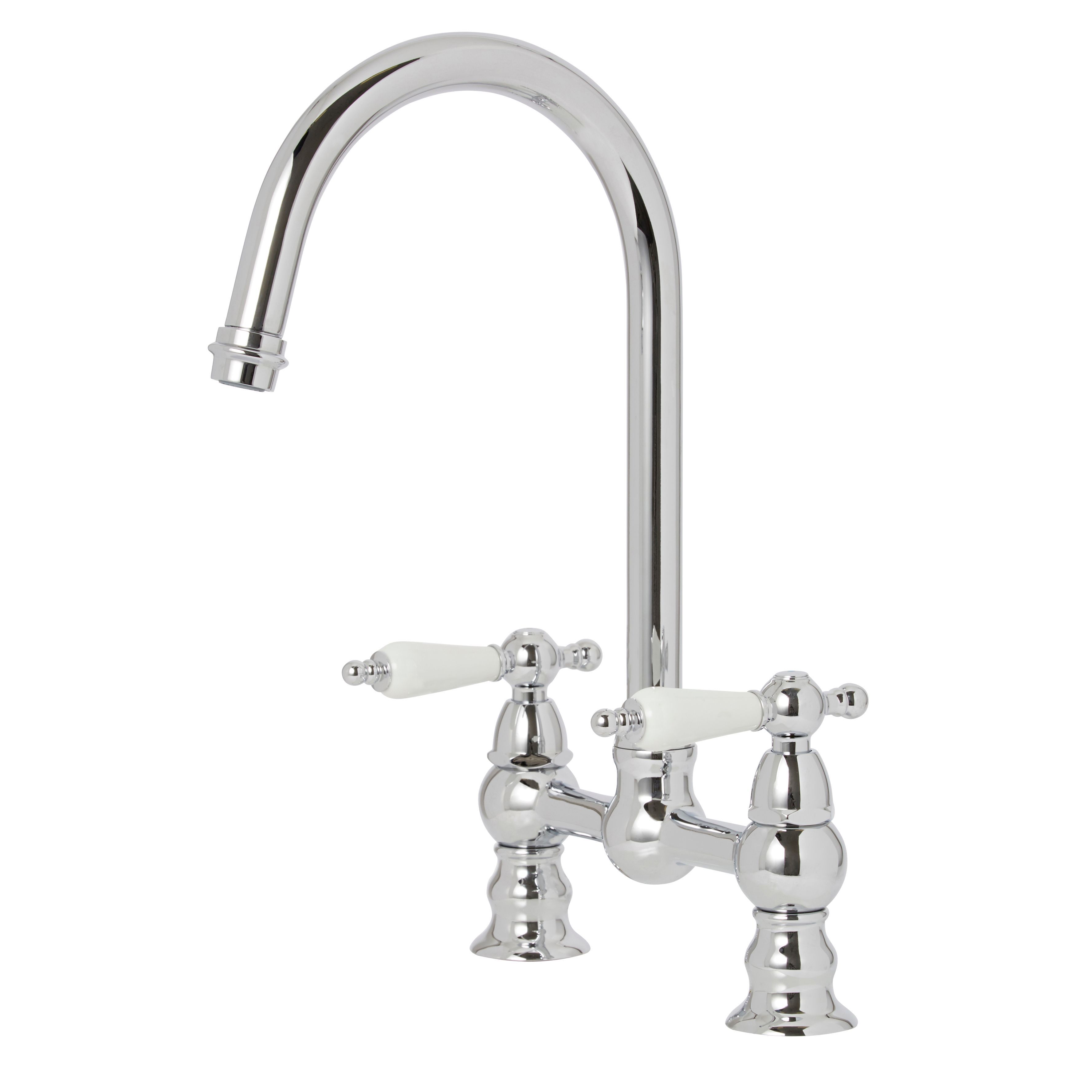 Cooke & Lewis Sherrard Chrome effect Kitchen Deck bridge Tap