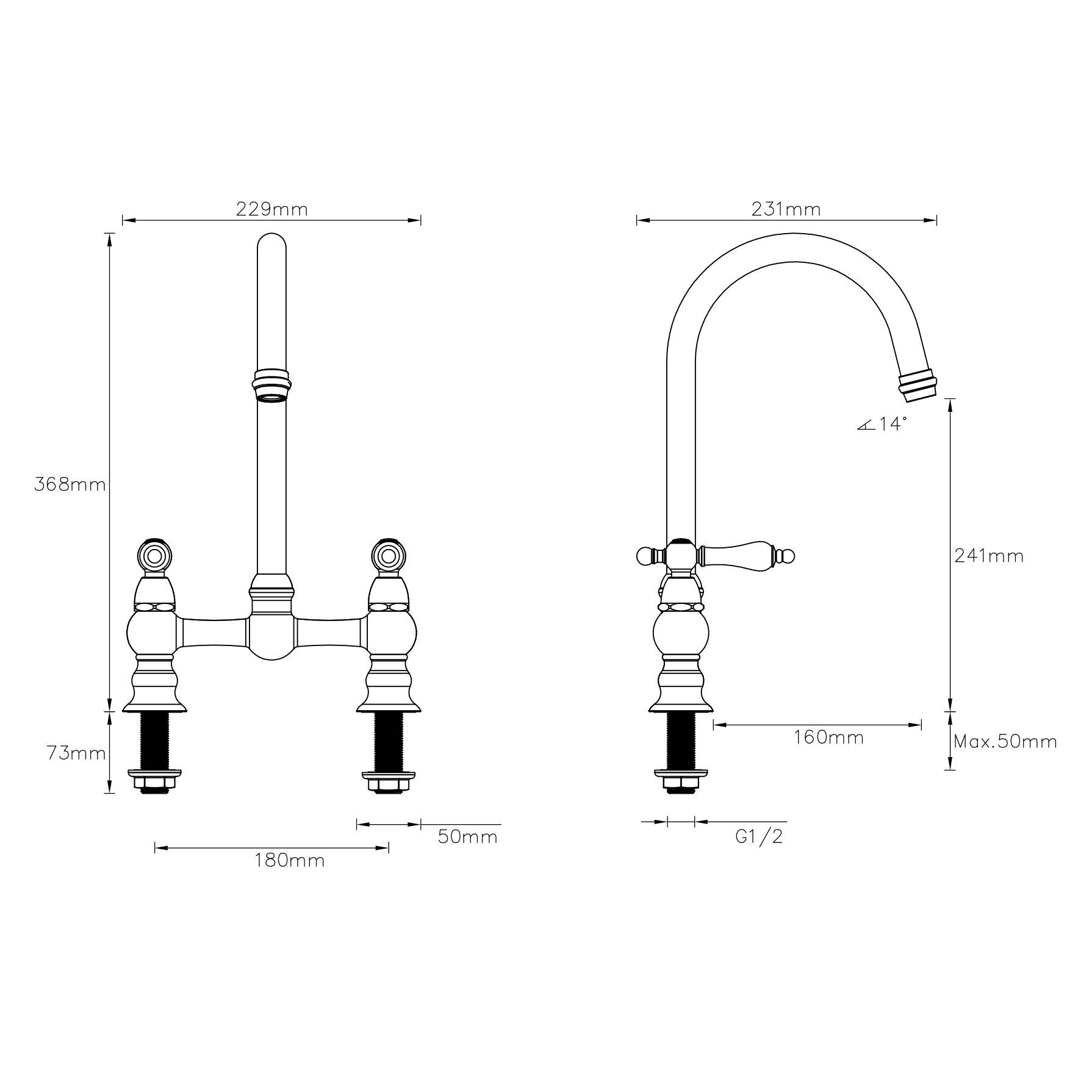 Cooke & Lewis Sherrard Chrome effect Kitchen Deck bridge Tap