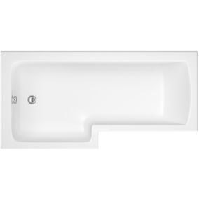 Cooke & Lewis Solarna Acrylic Left-handed L-shaped White Shower 0 tap hole Bath (L)1500mm (W)850mm