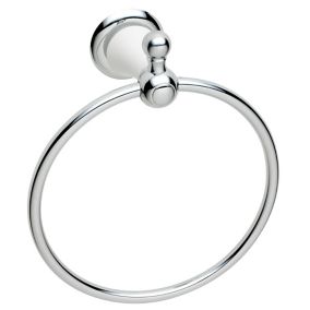 Cooke & Lewis Timeless Chrome effect Ceramic & metal Wall-mounted Towel ring (W)16cm
