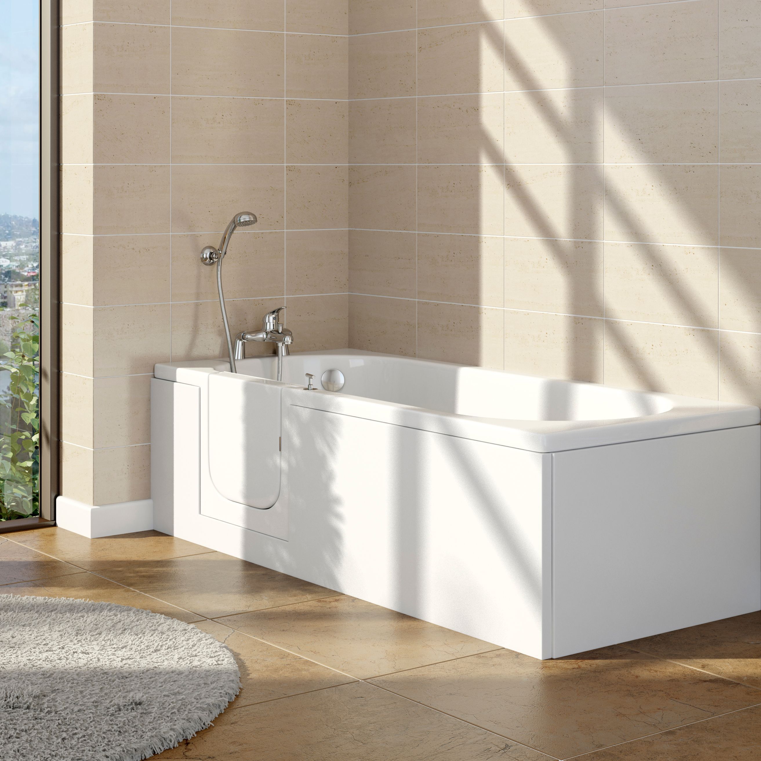 Cooke & Lewis White Easy-access Acrylic Rectangular Right-handed Bath (L)1700mm (W)700mm