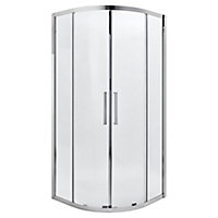 Cooke & Lewis Zilia Clear Silver effect Universal Quadrant Shower enclosure with Corner entry double sliding door (W)90cm
