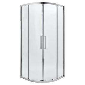 Cooke & Lewis Zilia Clear Silver effect Universal Quadrant Shower enclosure with Corner entry double sliding door (W)90cm