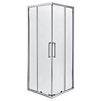 Cooke & Lewis Zilia Clear Silver effect Universal Square Shower enclosure with Corner entry double sliding door (W)80cm