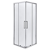 Cooke & Lewis Zilia Clear Silver effect Universal Square Shower enclosure with Corner entry double sliding door (W)90cm