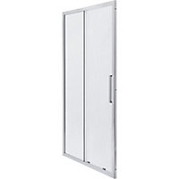 Cooke & Lewis Zilia Silver effect Clear Sliding Shower Door (H)200cm (W)160cm