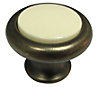 Cooke & Lewis Zinc alloy Bronze & ivory effect Round Cabinet Knob (Dia)38.8mm