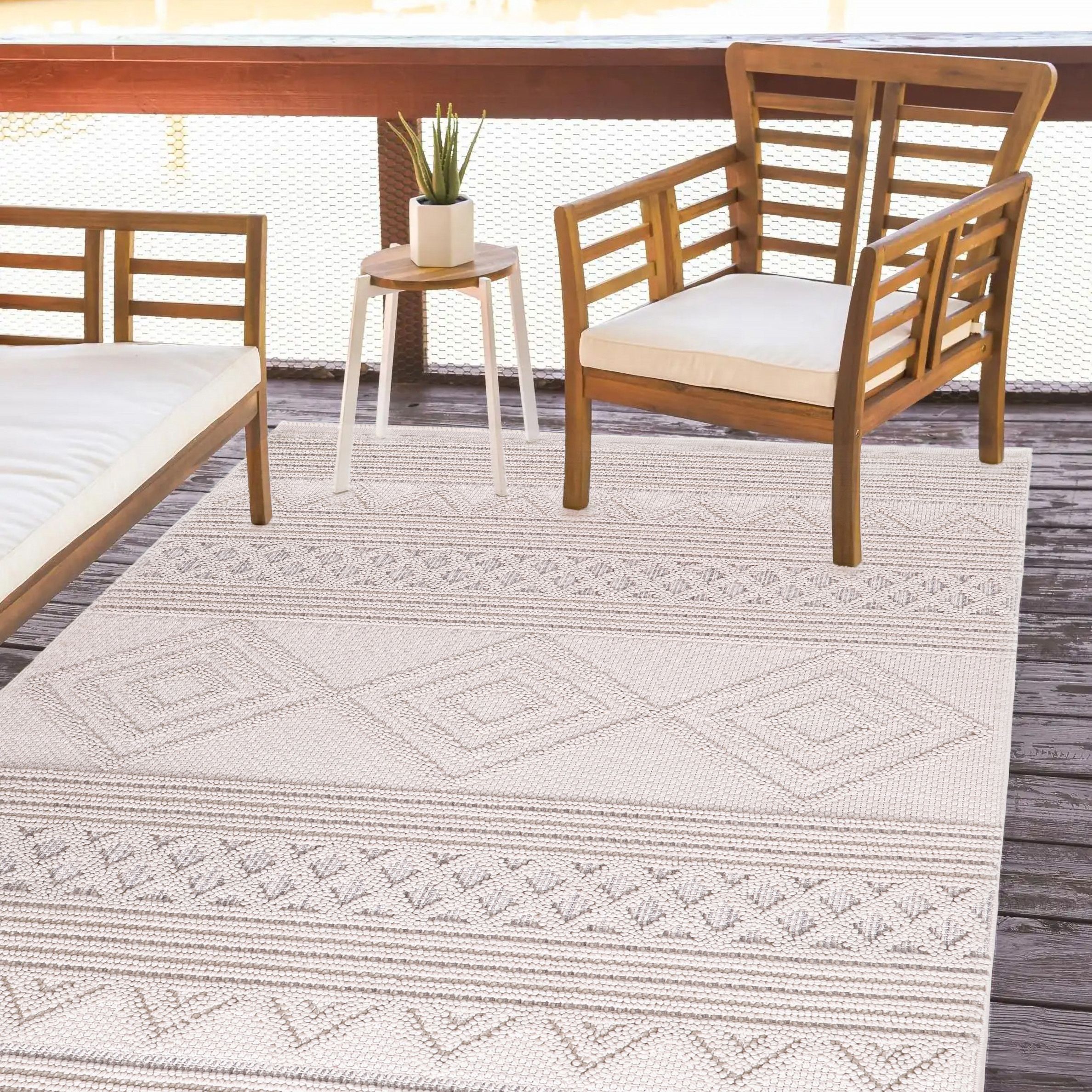 Cooper Cream & Grey Flatweave Rug 170cmx120cm