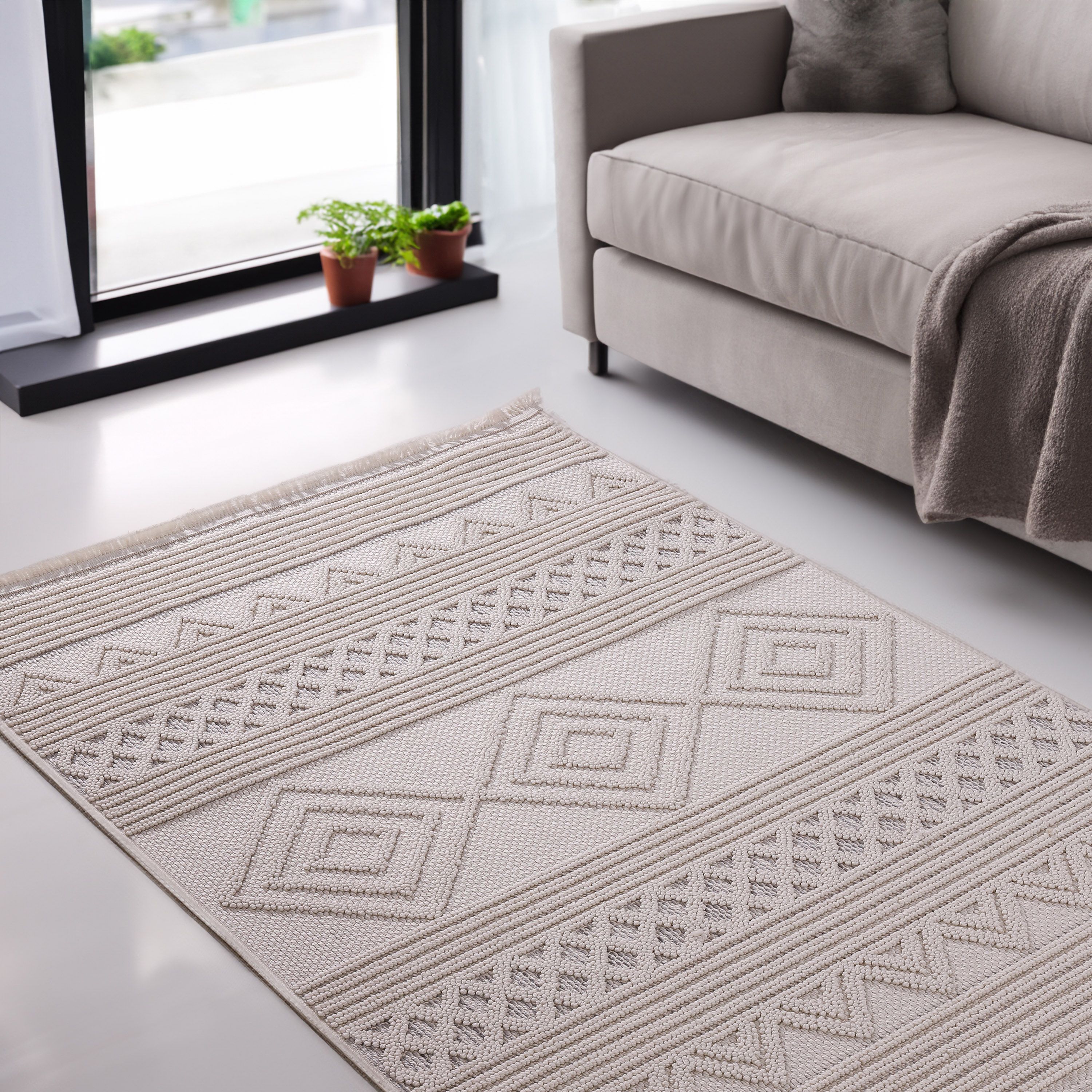 Cooper Cream & Grey Flatweave Rug 170cmx120cm