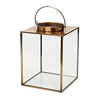Copper effect Glass & metal Lantern