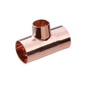 Copper End feed Reducing Tee (Dia) 22mm x 22mm x 15mm