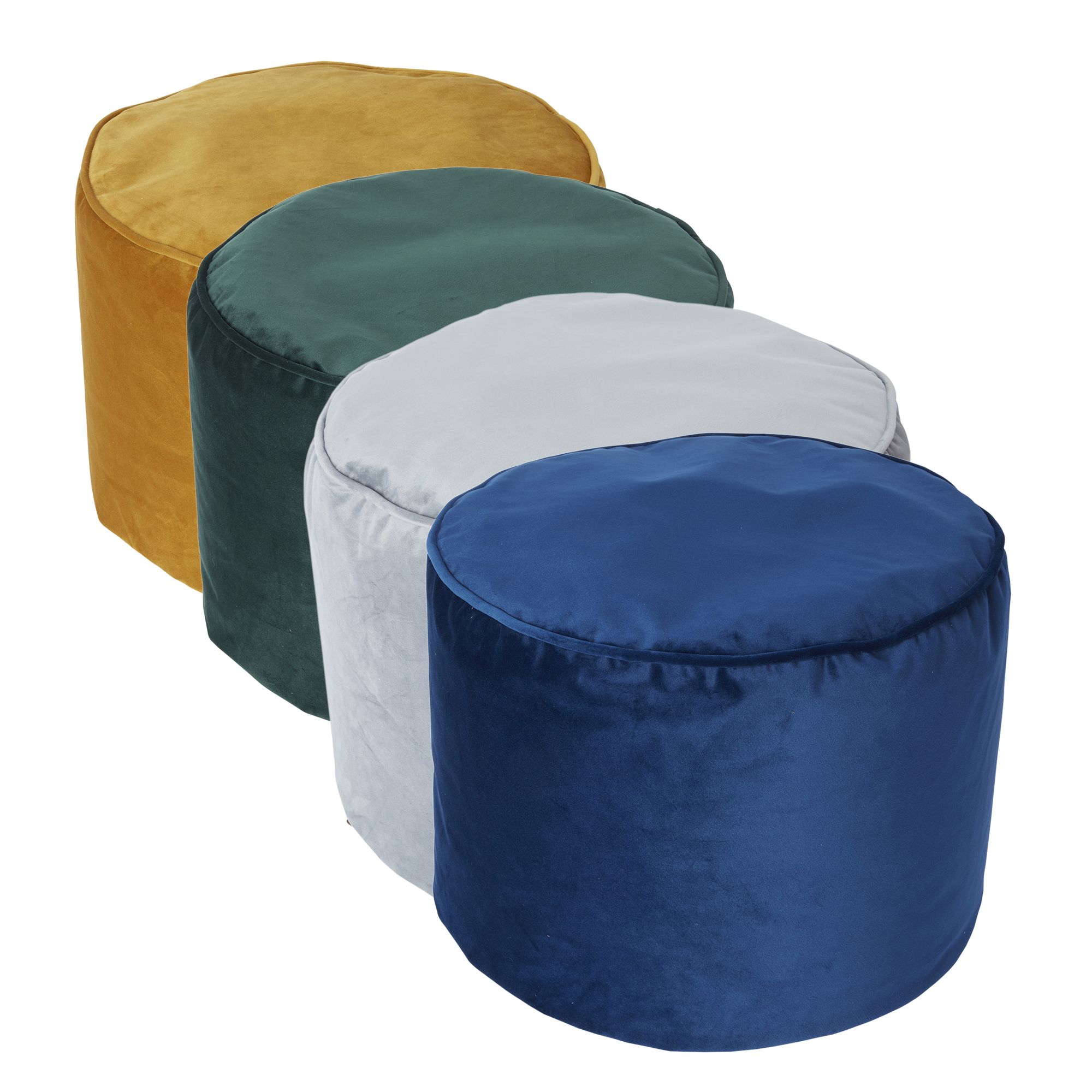 Core Velvet Blue Round Pouffe