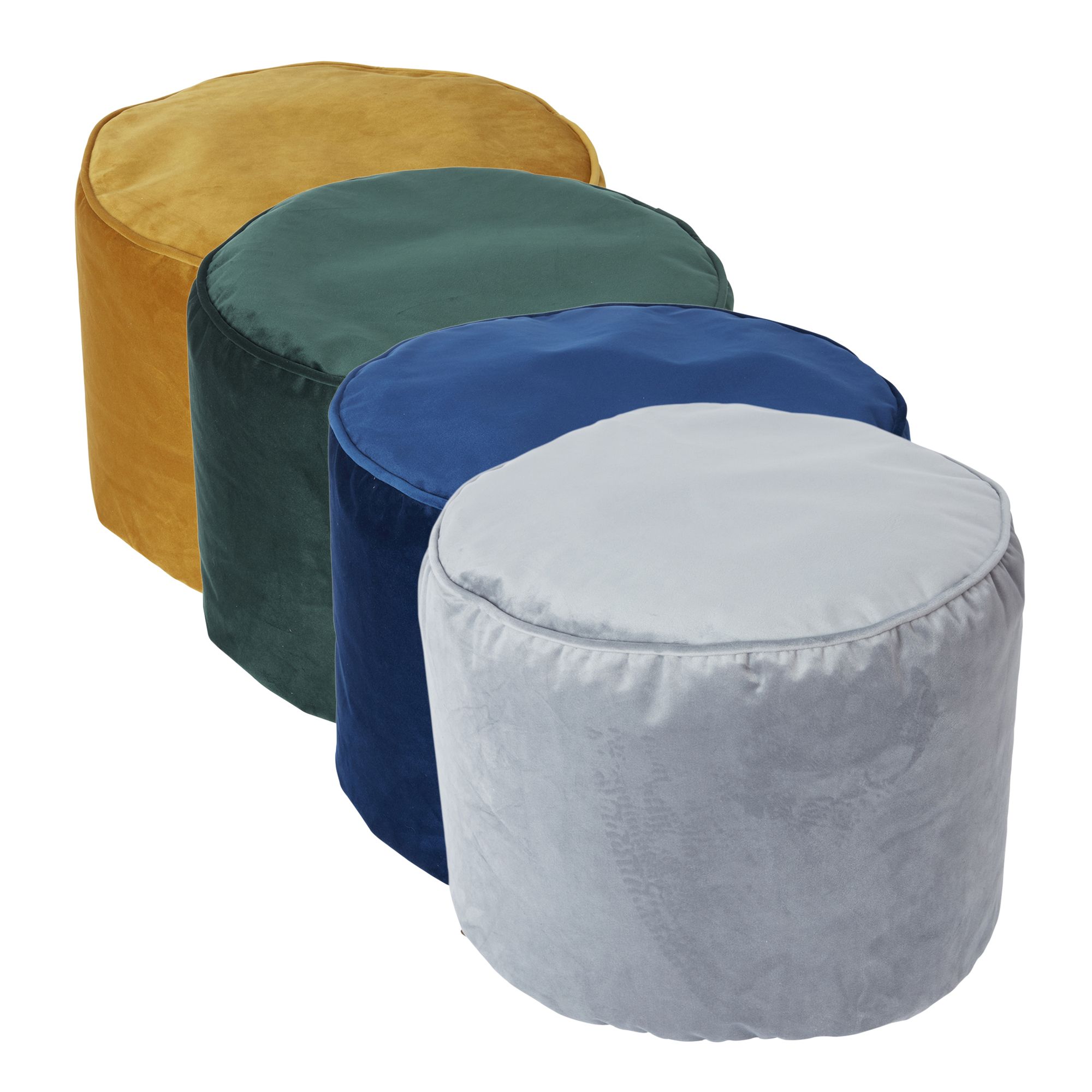 Core Velvet Grey Round Pouffe