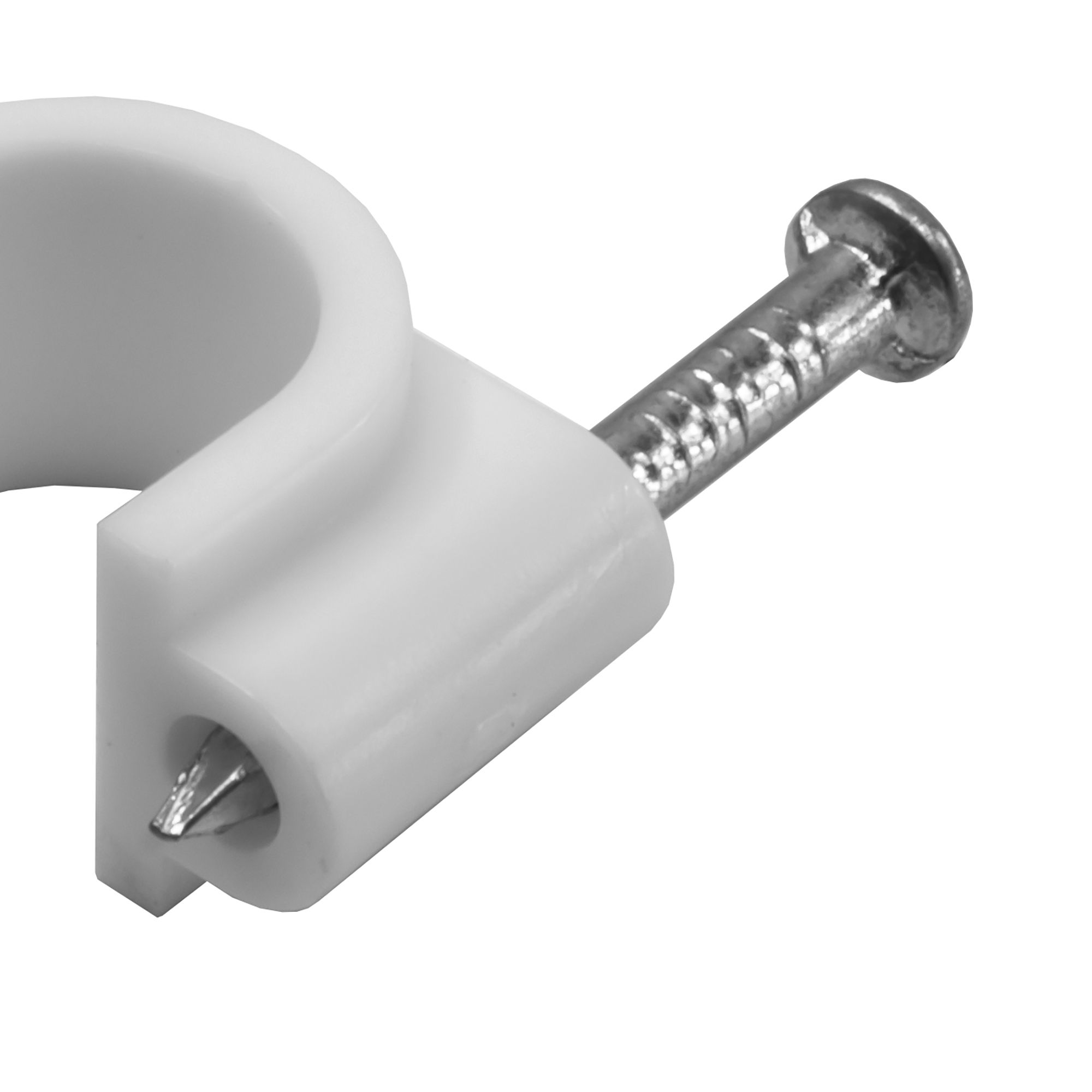 CORElectric White Round 8mm 20mm Not self-adhesive Cable clip Pack of 20