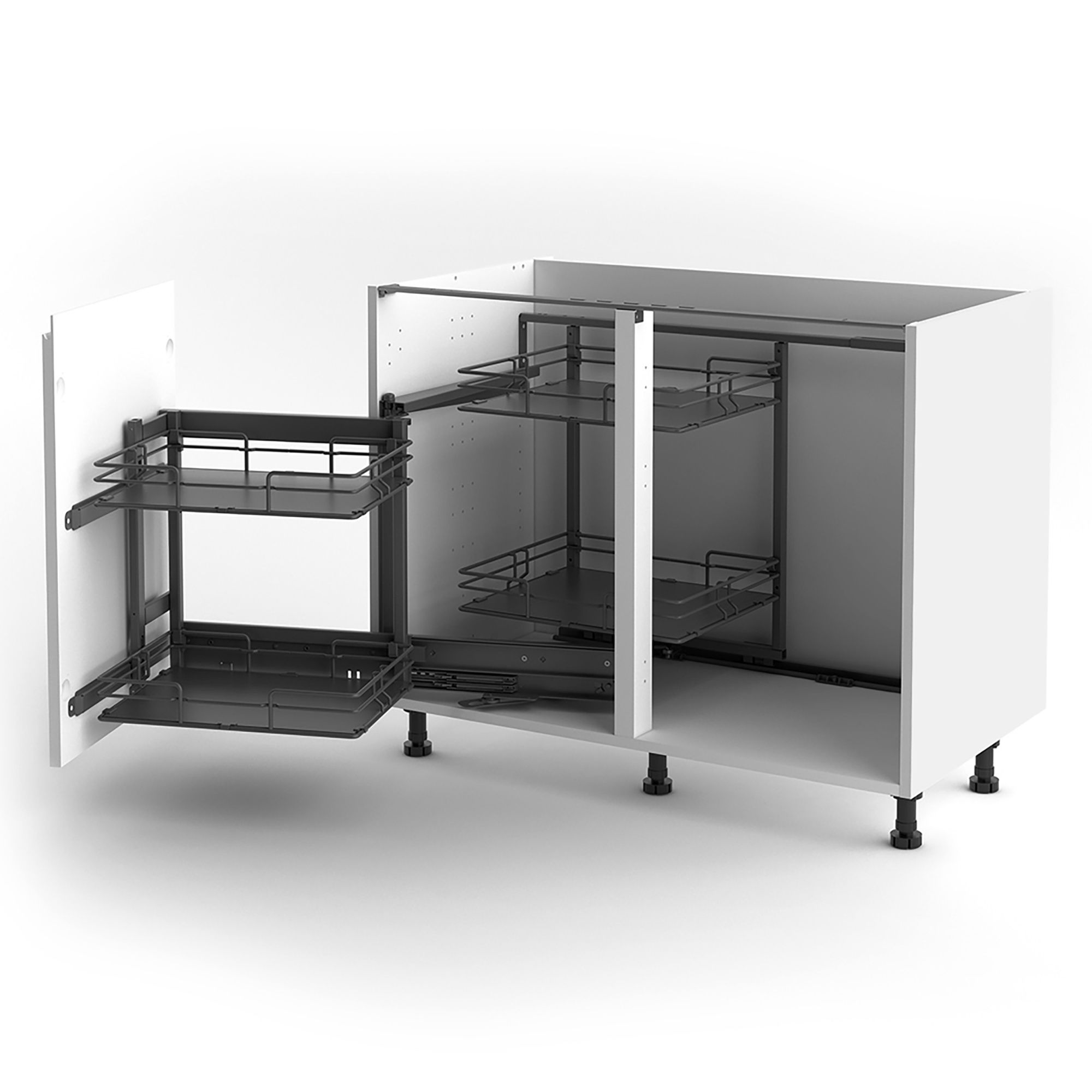 Corner cabinet Orion grey Soft-close LH Pull-out storage, (H)613mm (W)1000mm