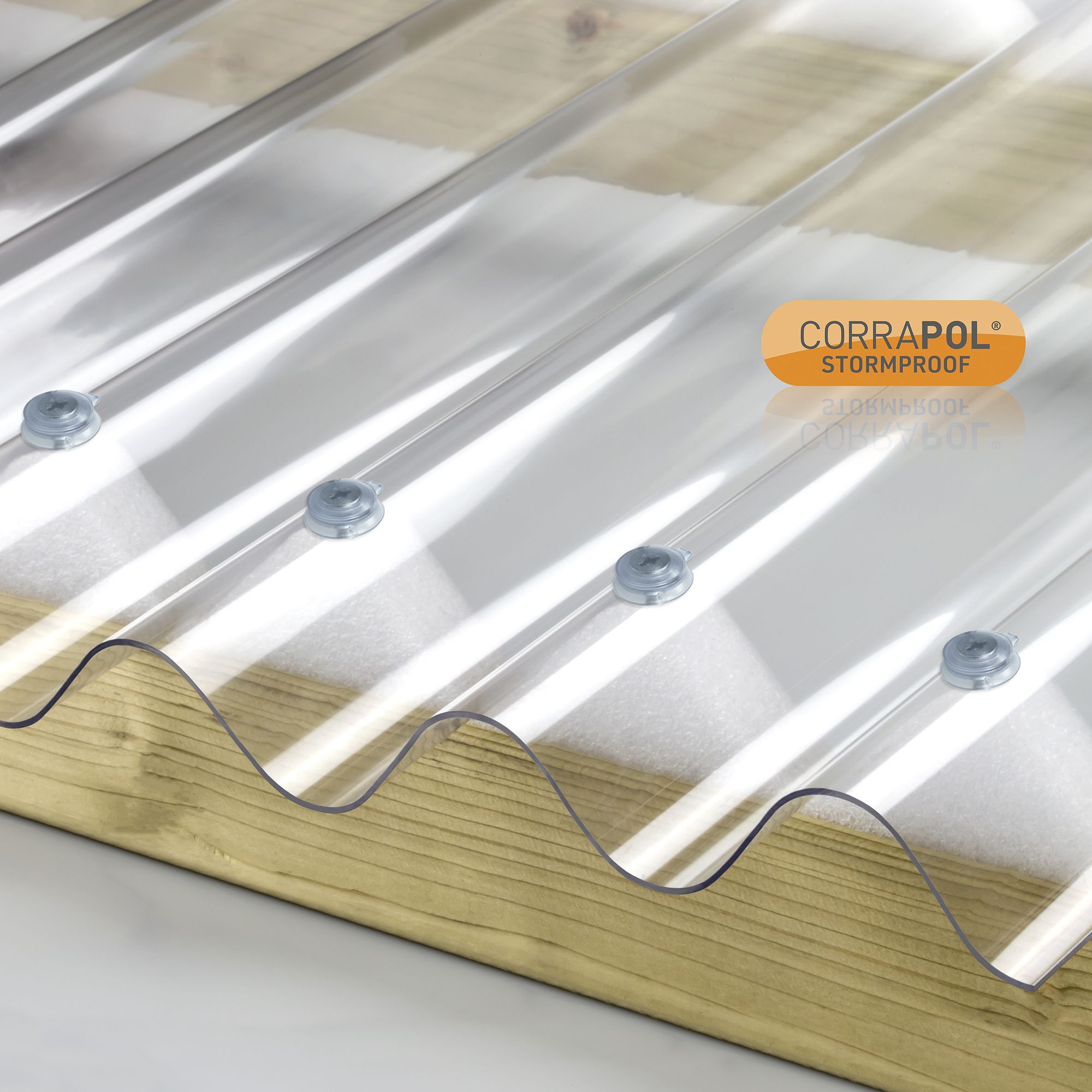 Corrapol Clear Polycarbonate Corrugated Roofing sheet (L)2.5m (W)950mm (T)1mm