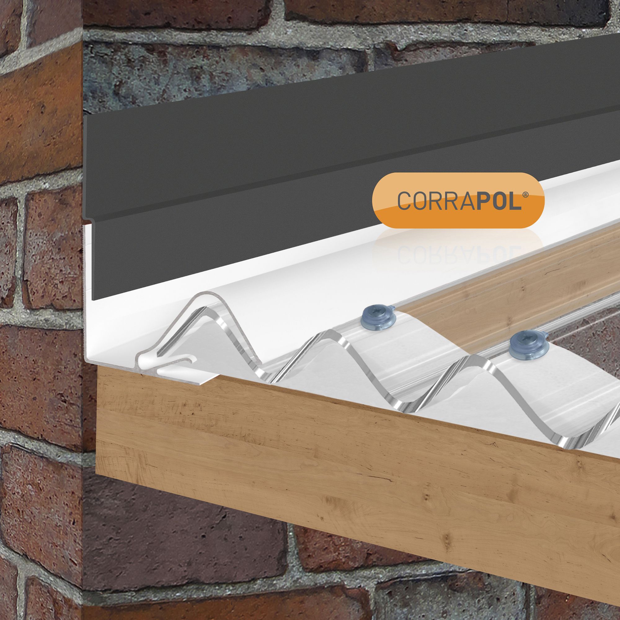 Corrapol White Aluminium Corrugated wall flashing (L)6m (W)130mm