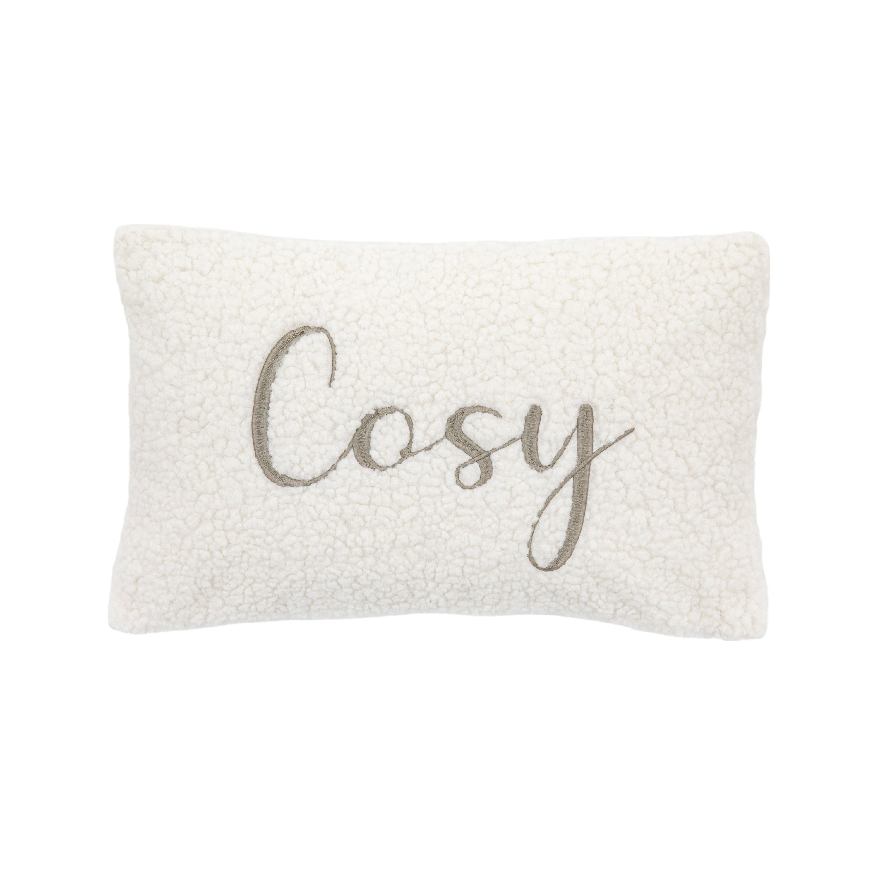 Cosy Taupe Boucle Bouclette effect Indoor Christmas Cushion, (L)30cm x (W)50cm