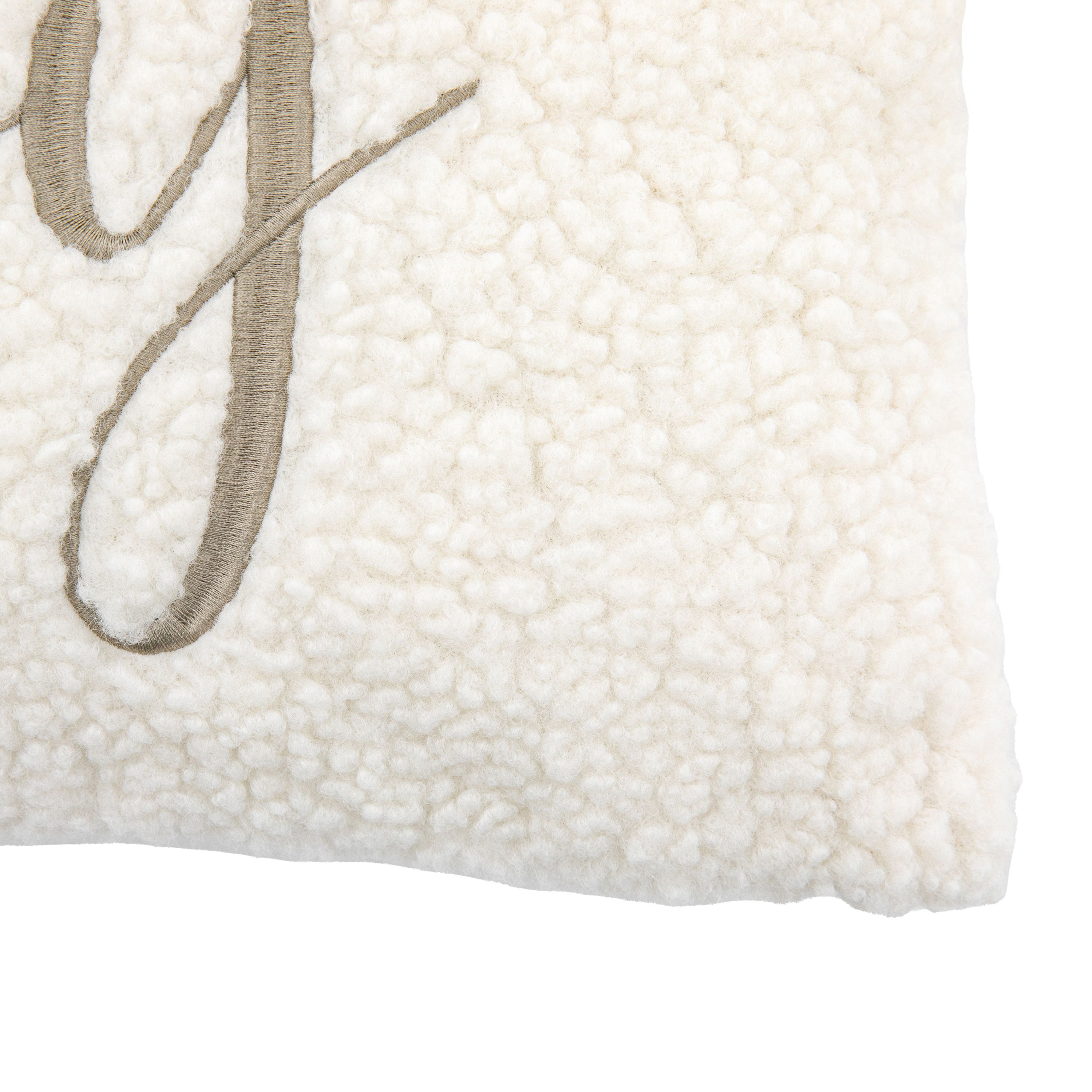 Cosy Taupe Boucle Bouclette effect Indoor Christmas Cushion, (L)30cm x (W)50cm