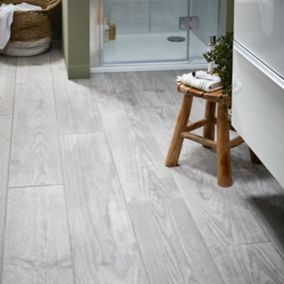 Cotage wood Grey Matt Wood effect Porcelain Indoor Wall & floor Tile, Pack of 4, (L)1200mm (W)200mm