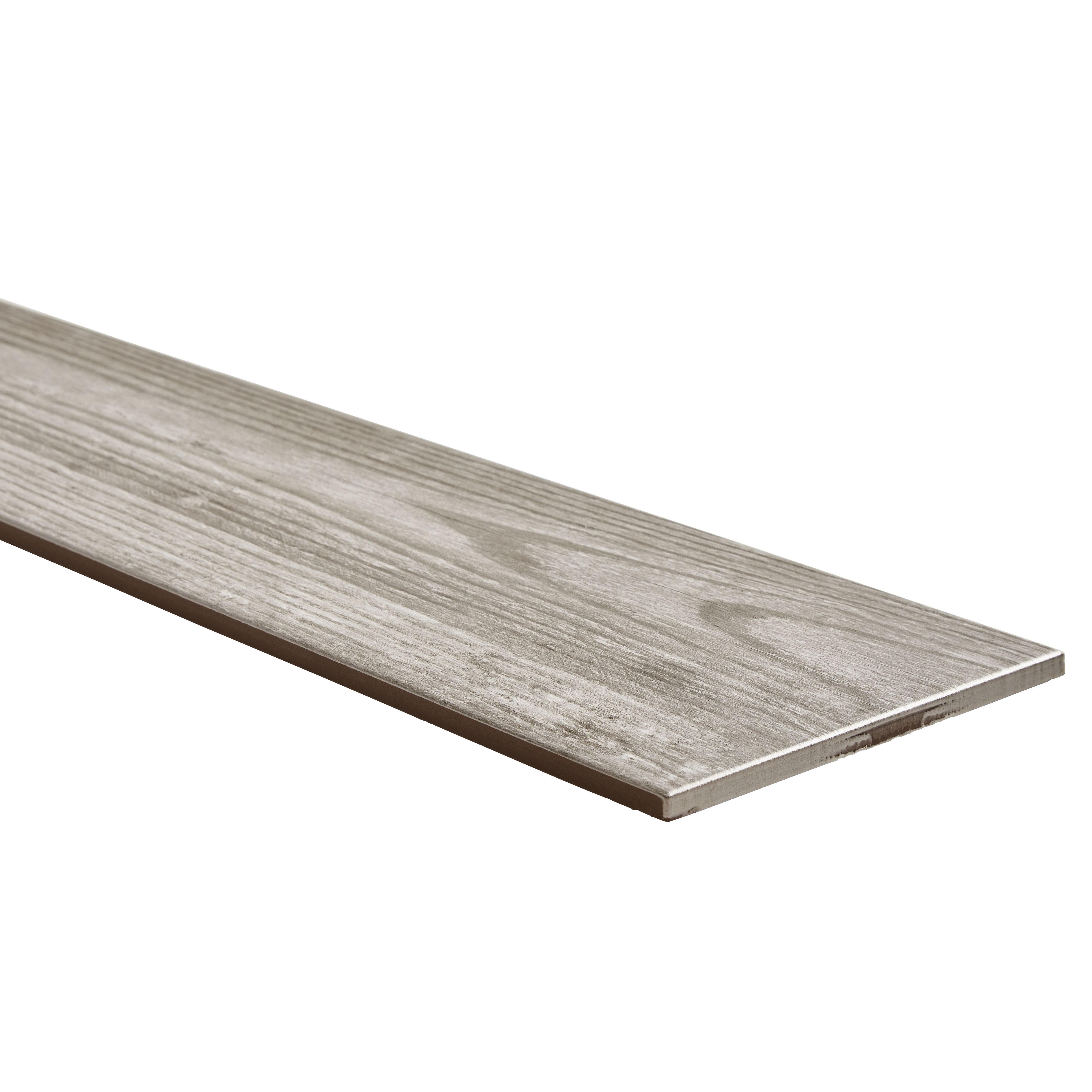 Cotage wood Grey Matt Wood effect Porcelain Wall & floor Tile, Pack of 4, (L)1200mm (W)200mm