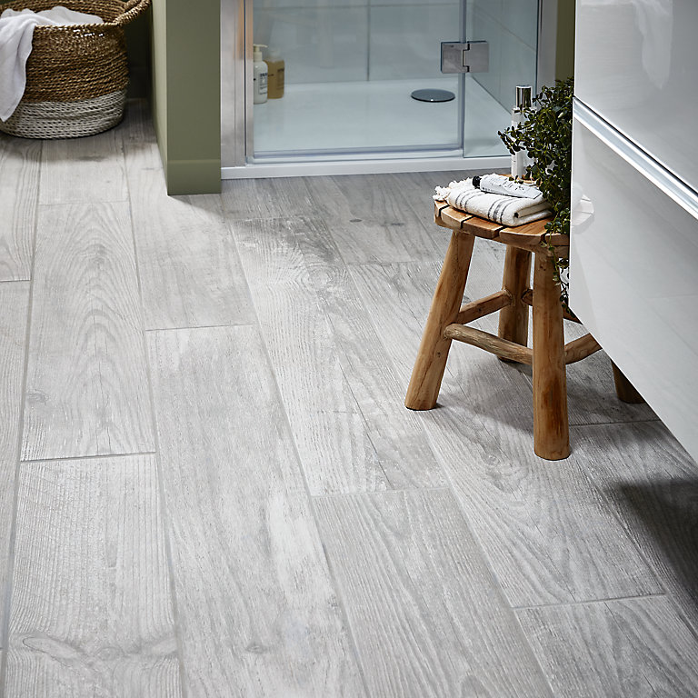 Cotage Wood Grey Matt Effect, Slate Effect Floor Tiles B Q