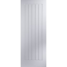 Cottage Primed White Woodgrain effect LH & RH Internal Panel Door, (H)2040mm (W)726mm