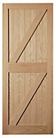 Cottage Wooden Oak veneer External Front door, (H)1981mm (W)838mm