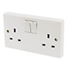 Crabtree 13A White Double Switched Socket