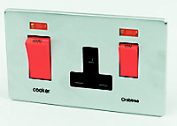 Crabtree 45A Chrome effect Cooker switch & socket