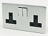 Crabtree Chrome 13A Switched Socket with Black inserts